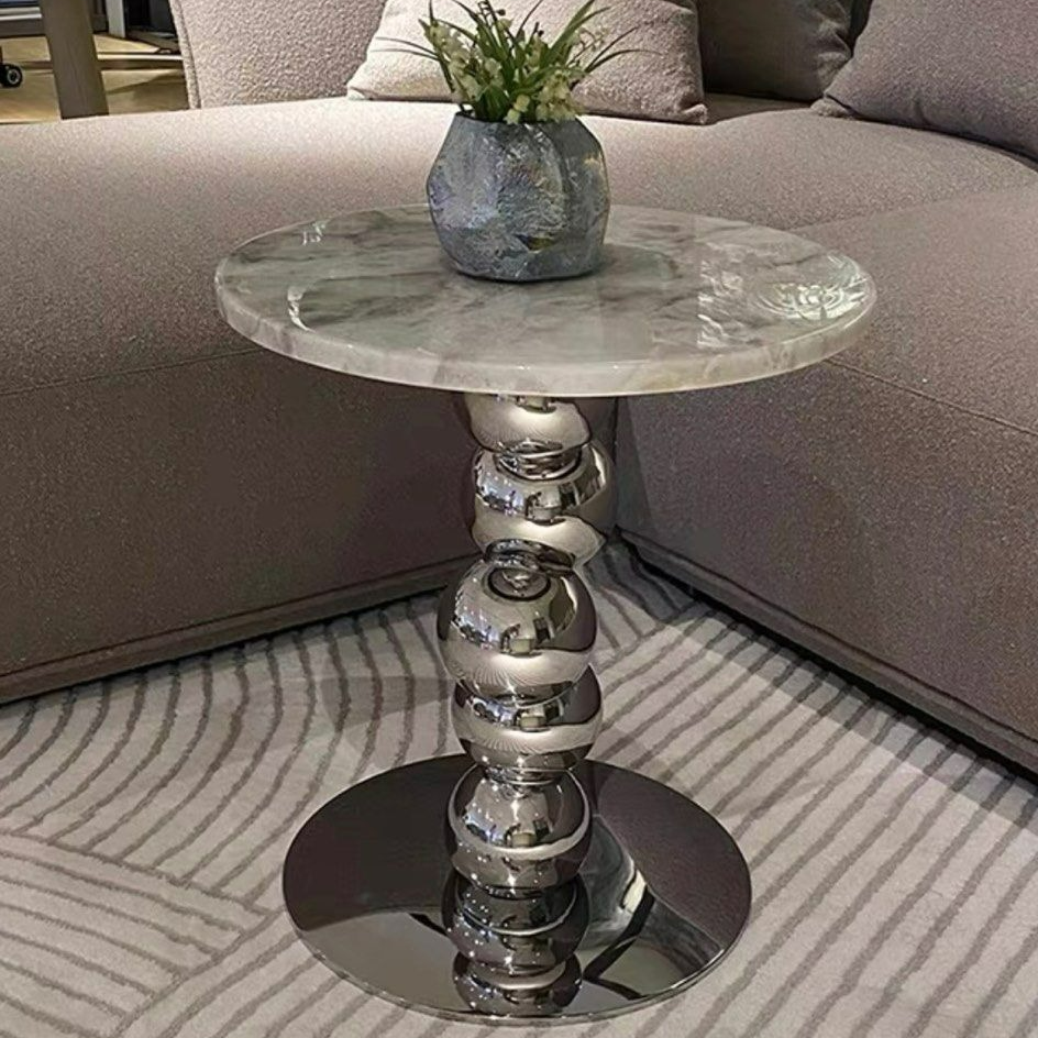 LEMAN Modern Marble Round Side Table