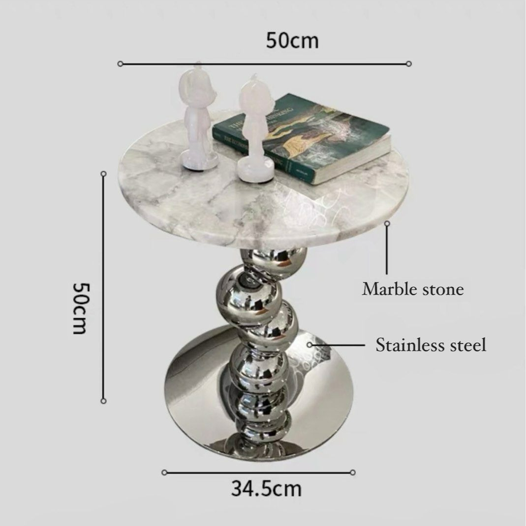 LEMAN Modern Marble Round Side Table