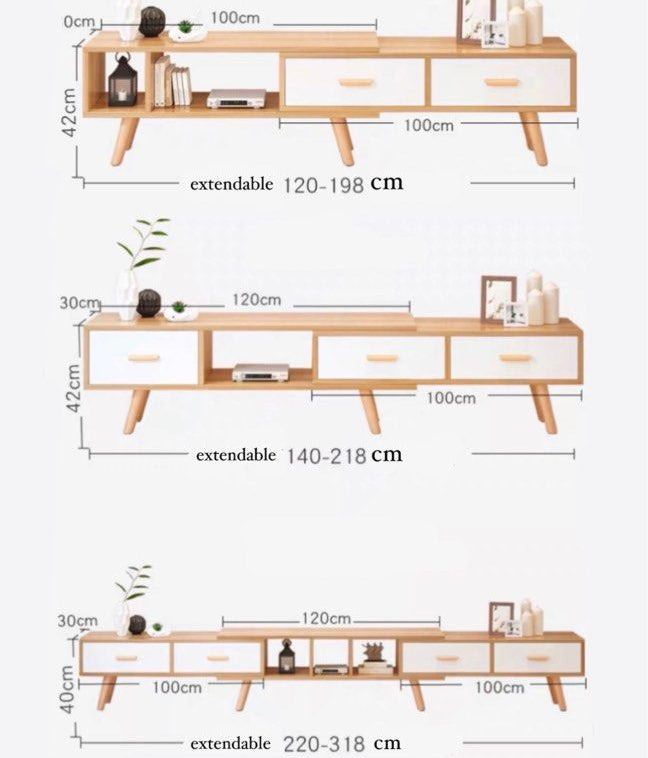 SHARIS Extendable TV Console