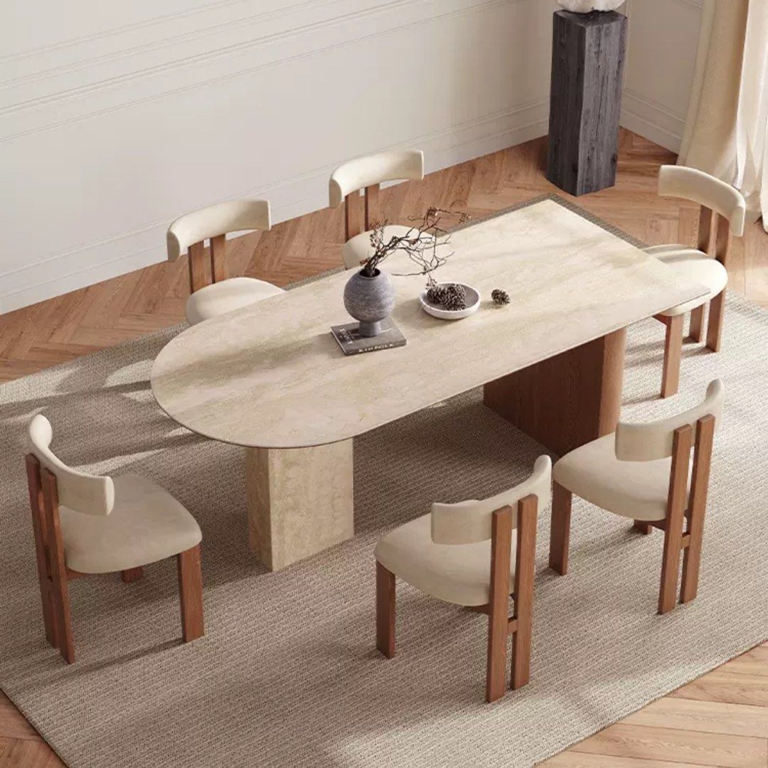 BILLIE Modern Travertine Dining Table