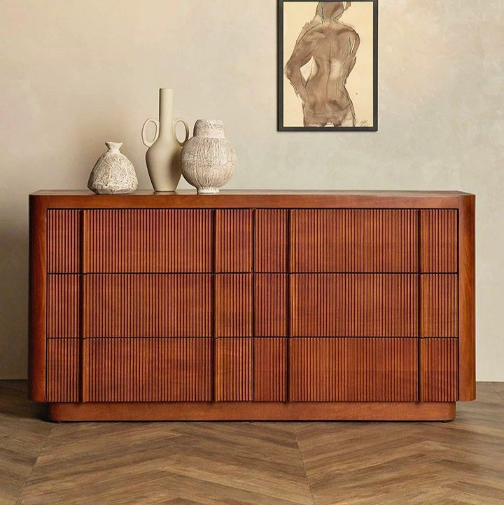 SAE Modern Fluted Solid Wood Chest Of Drawers