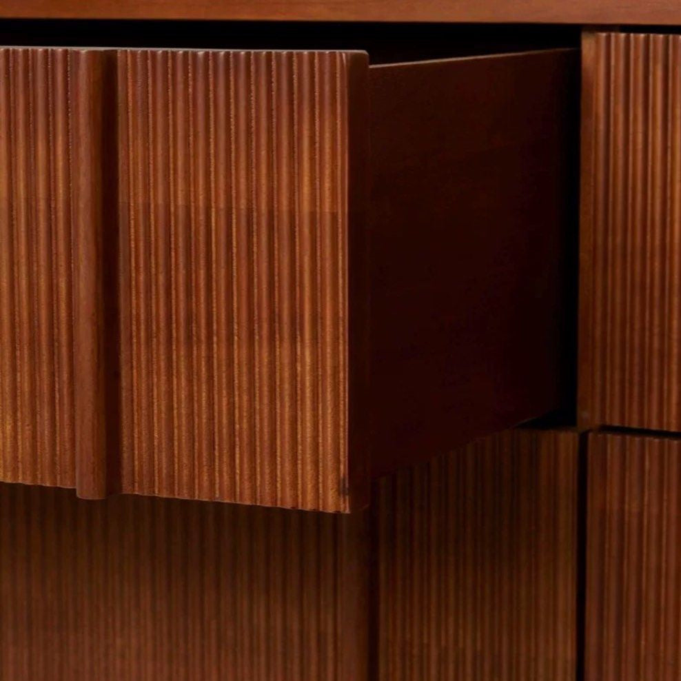 SAE Modern Fluted Solid Wood Chest Of Drawers