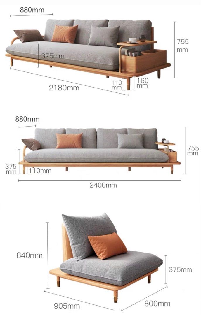 SAVIONI Japandi Fabric Sofa