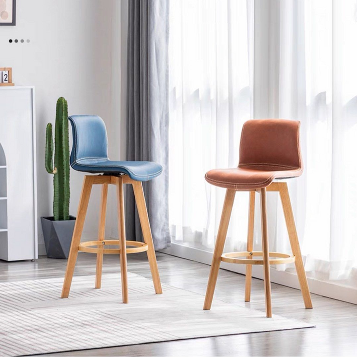 LOSA Scandinavian Solid Wood Bar Stool