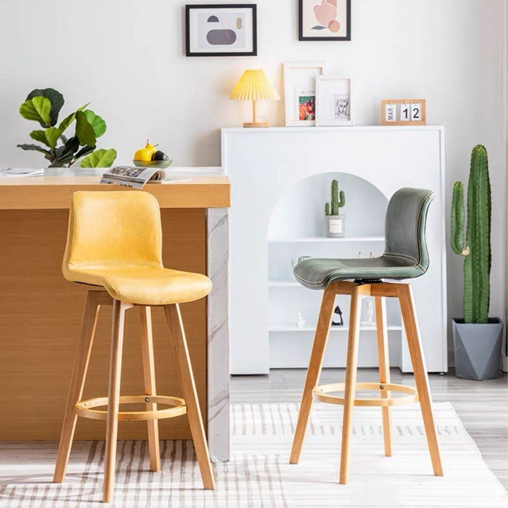 LOSA Scandinavian Solid Wood Bar Stool