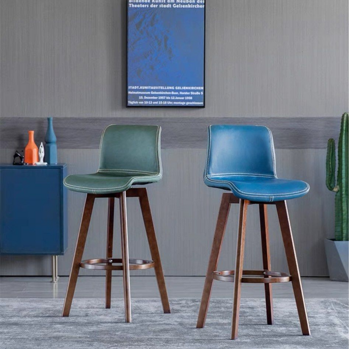 LOSA Scandinavian Solid Wood Bar Stool