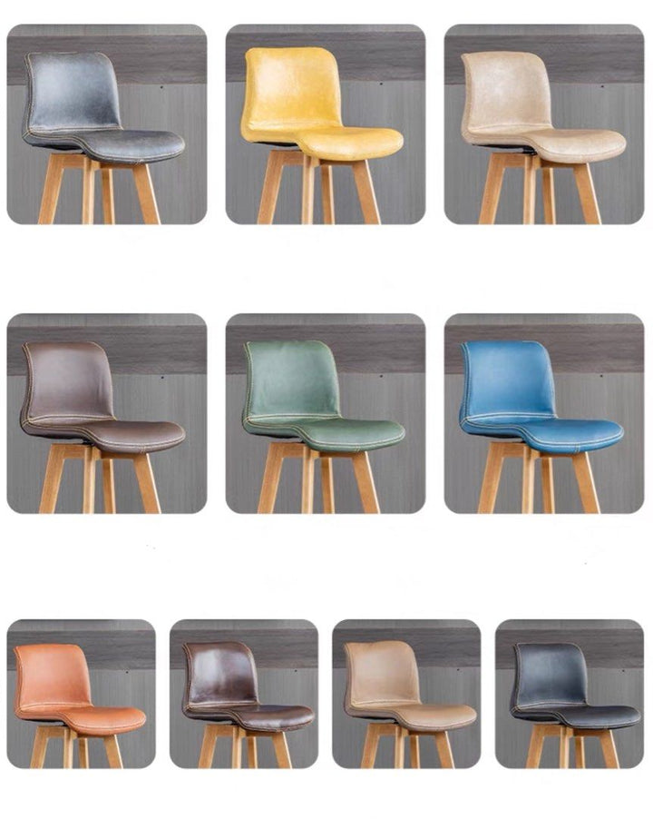 LOSA Scandinavian Solid Wood Bar Stool