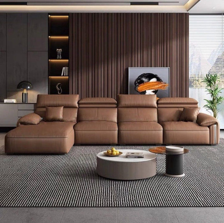 ZAVARI Modern Leather Sectional Sofa