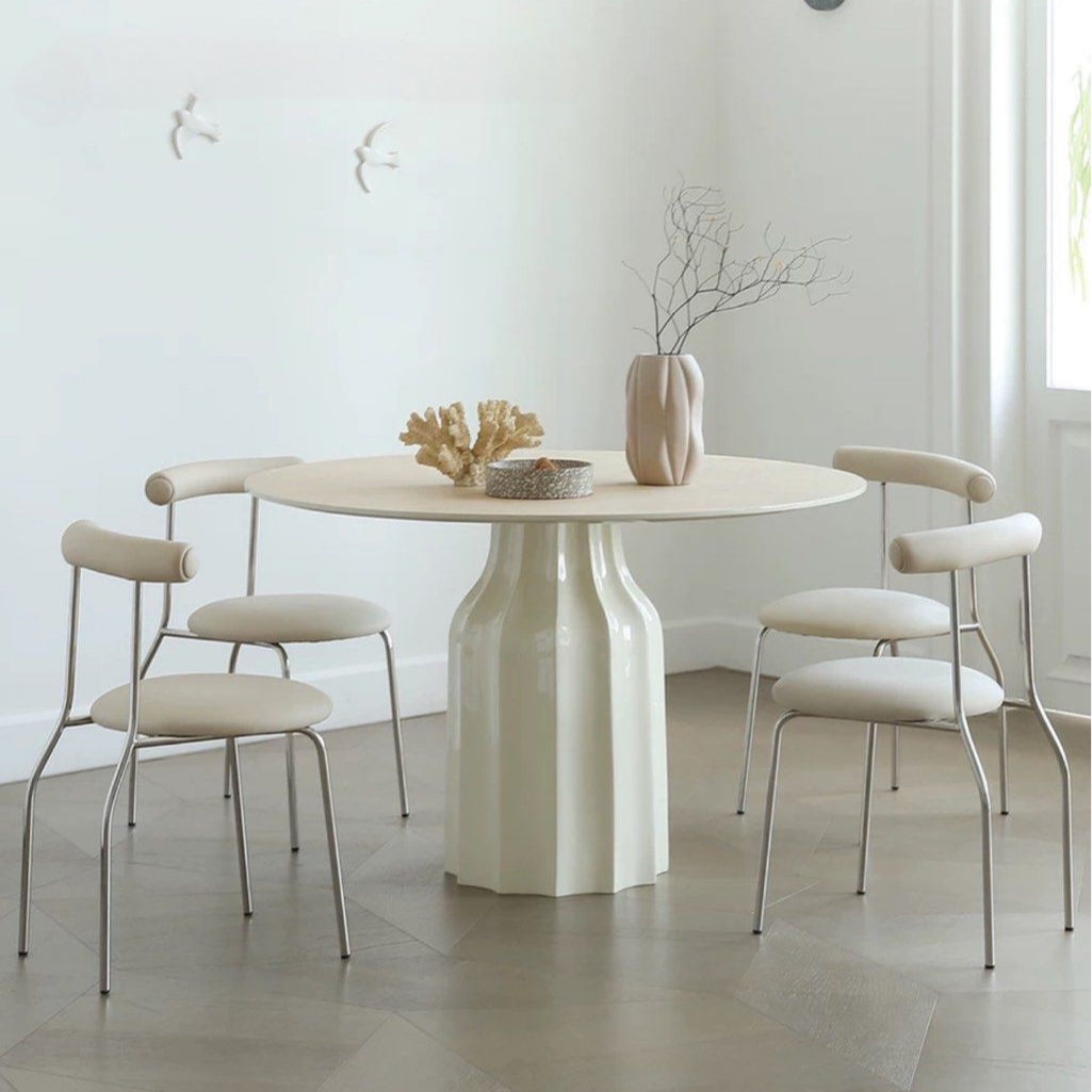 KOCA Japandi Sintered Stone Round Dining Table