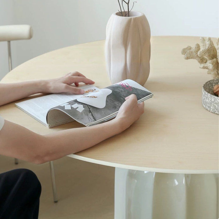 KOCA Japandi Sintered Stone Round Dining Table