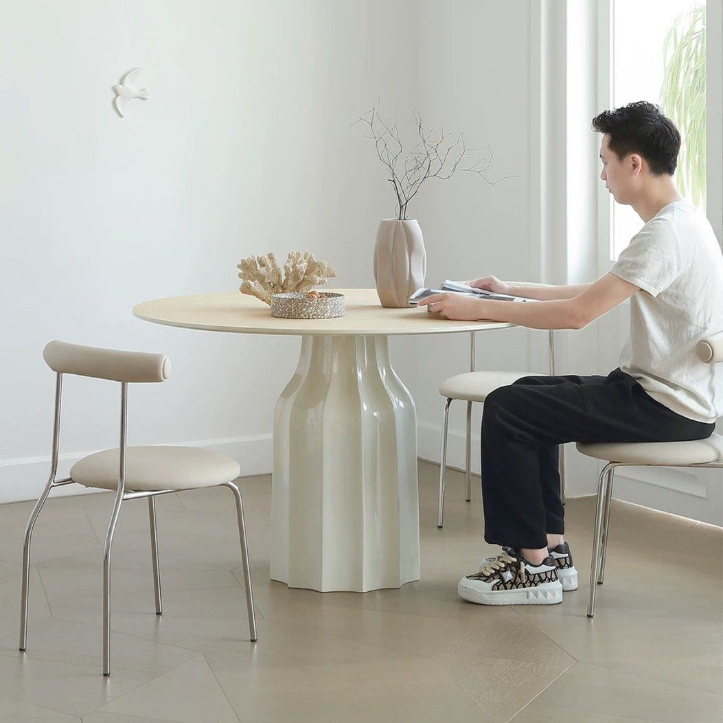 KOCA Japandi Sintered Stone Round Dining Table