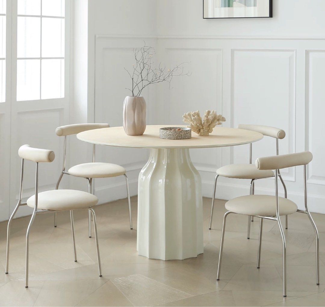 KOCA Japandi Sintered Stone Round Dining Table