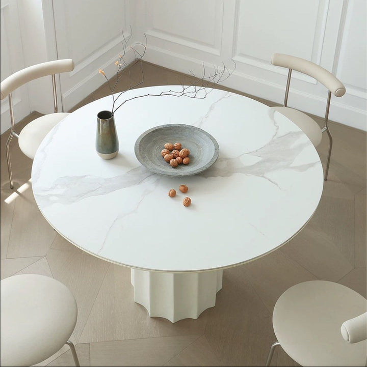 KOCA Japandi Sintered Stone Round Dining Table
