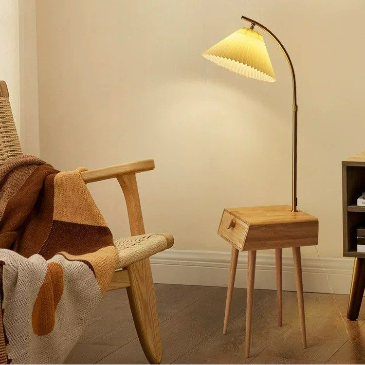 EDRIK Japandi Side Table Floor Lamp