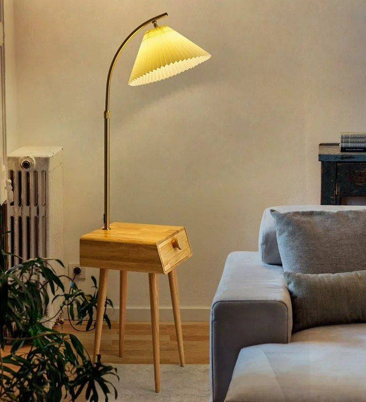 EDRIK Japandi Side Table Floor Lamp