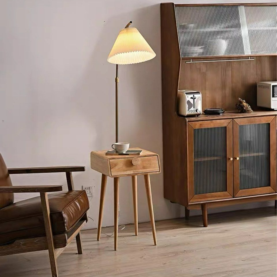 EDRIK Japandi Side Table Floor Lamp