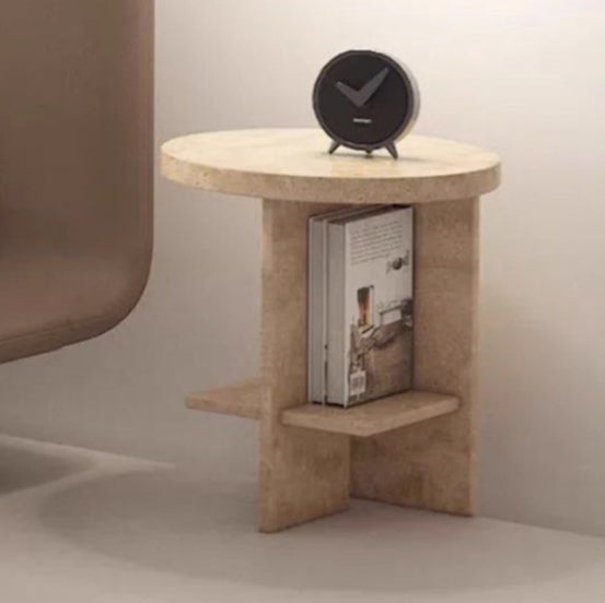 ROLEN Wabi Sabi Travertine Bedside Table