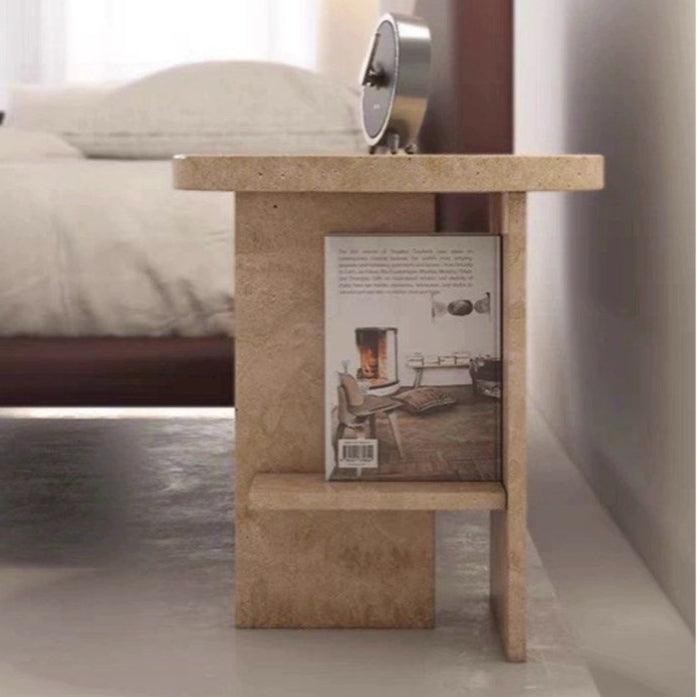 ROLEN Wabi Sabi Travertine Bedside Table