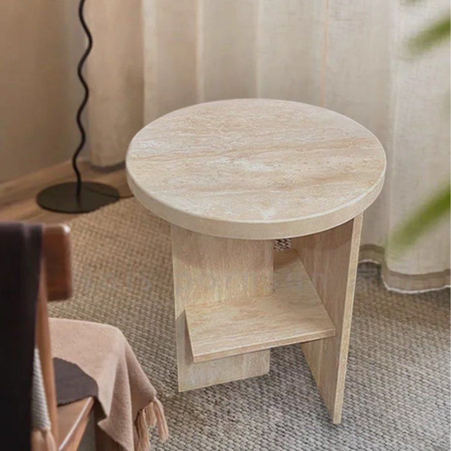 ROLEN Wabi Sabi Travertine Bedside Table