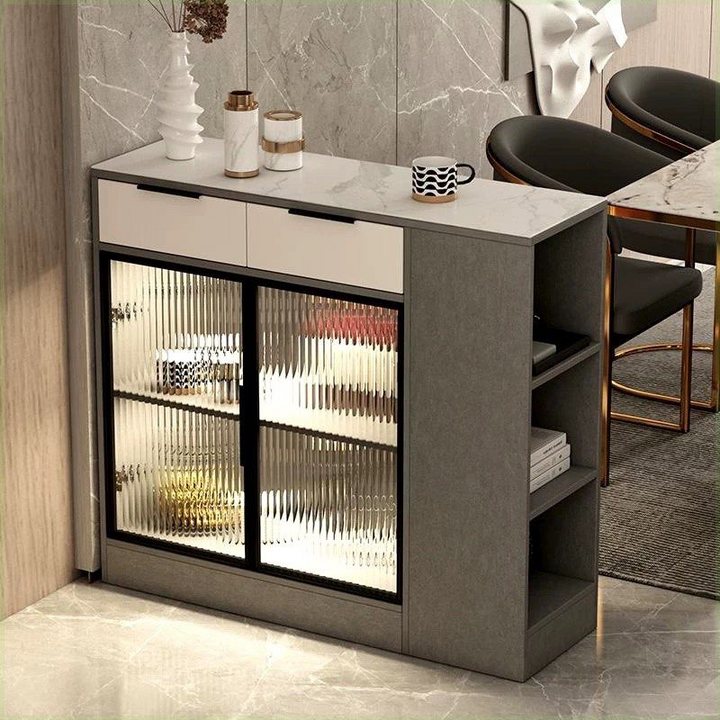 IDEN Modern Sintered Stone Bar Table Cabinet