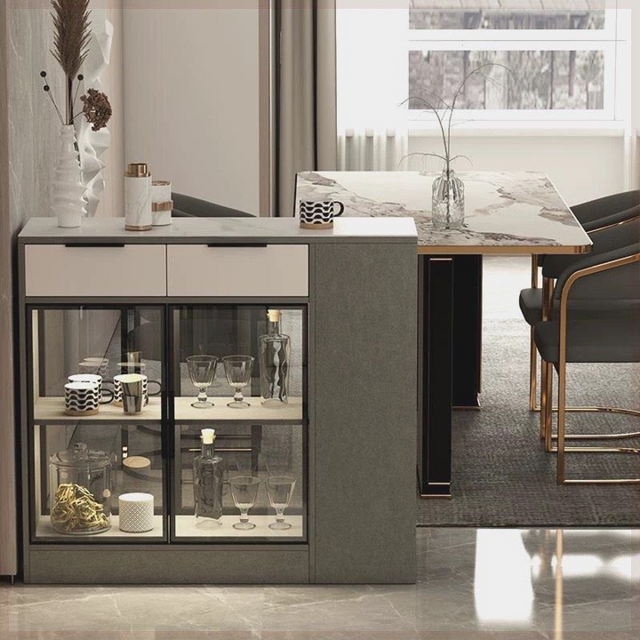 IDEN Modern Sintered Stone Bar Table Cabinet