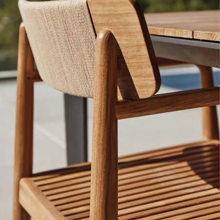 LIVDEN Modern Outdoor Teak Wood Table & Chairs