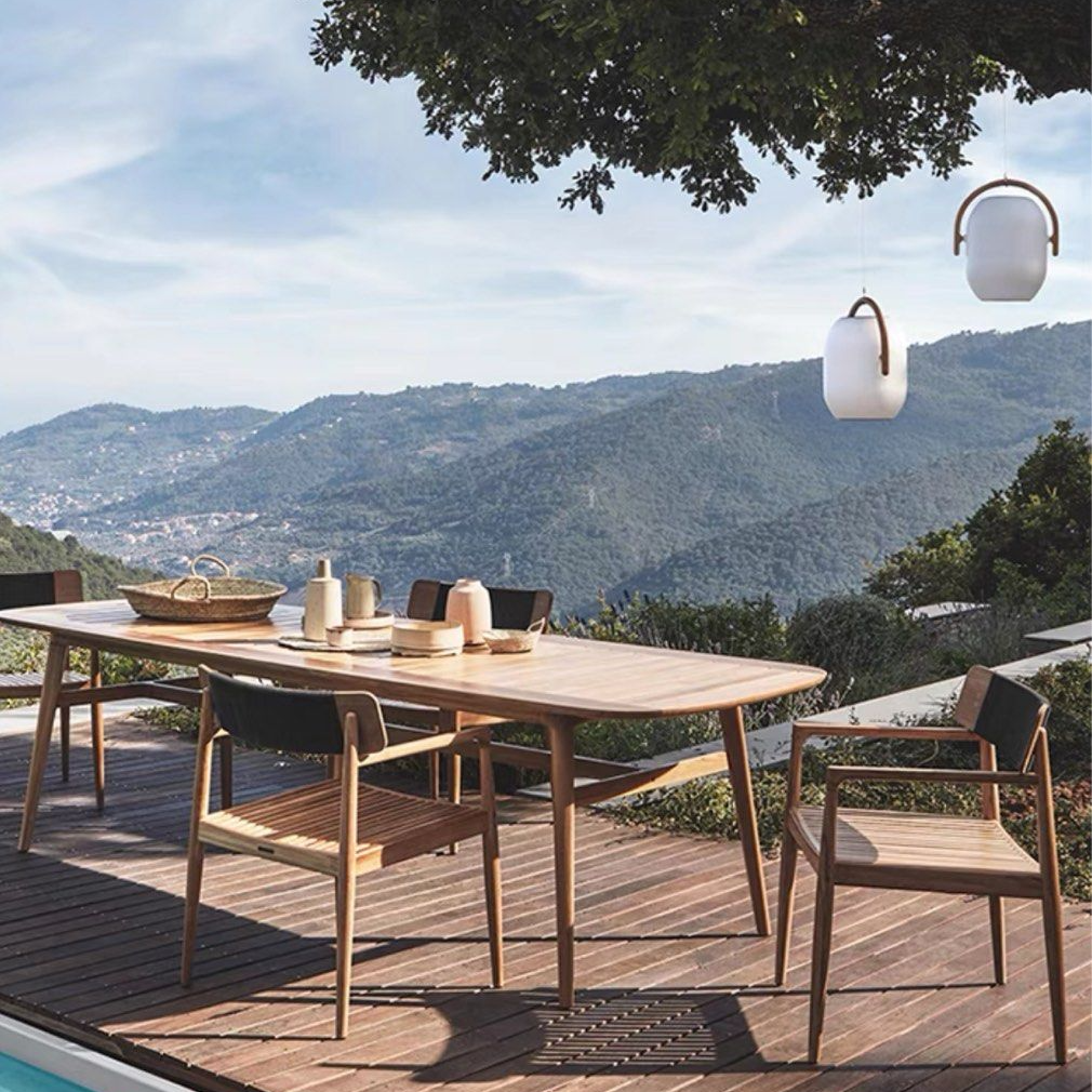 LIVDEN Modern Outdoor Teak Wood Table & Chairs