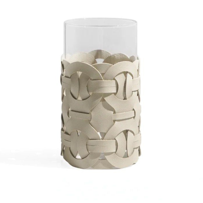 SAVRINA Leather Glass Table Vase