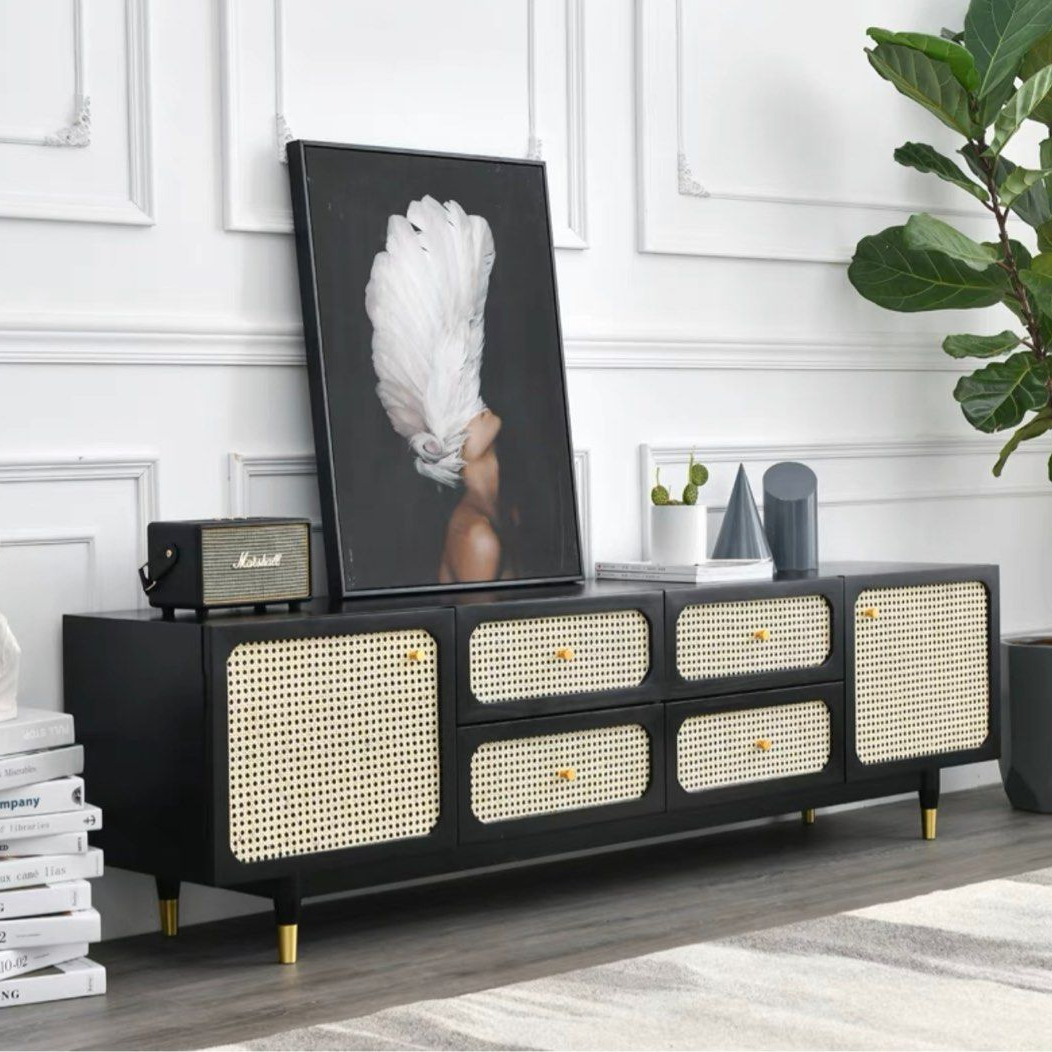 TIVOR Modern Rattan TV Console
