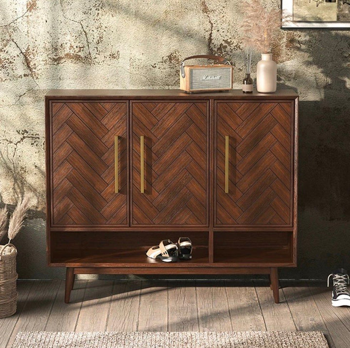 SENNIA Herringbone Solid Wood Shoe Cabinet
