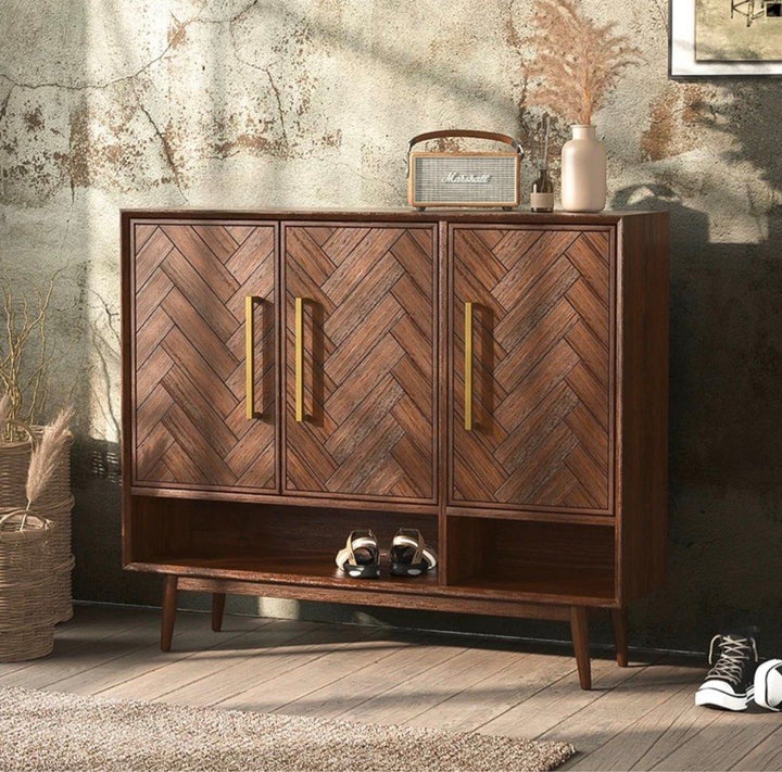 SENNIA Herringbone Solid Wood Shoe Cabinet