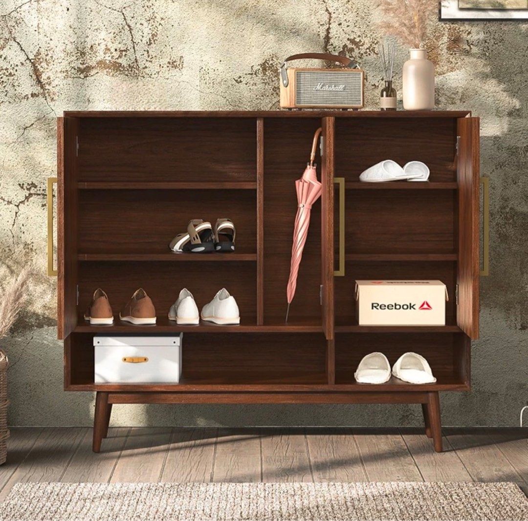 SENNIA Herringbone Solid Wood Shoe Cabinet