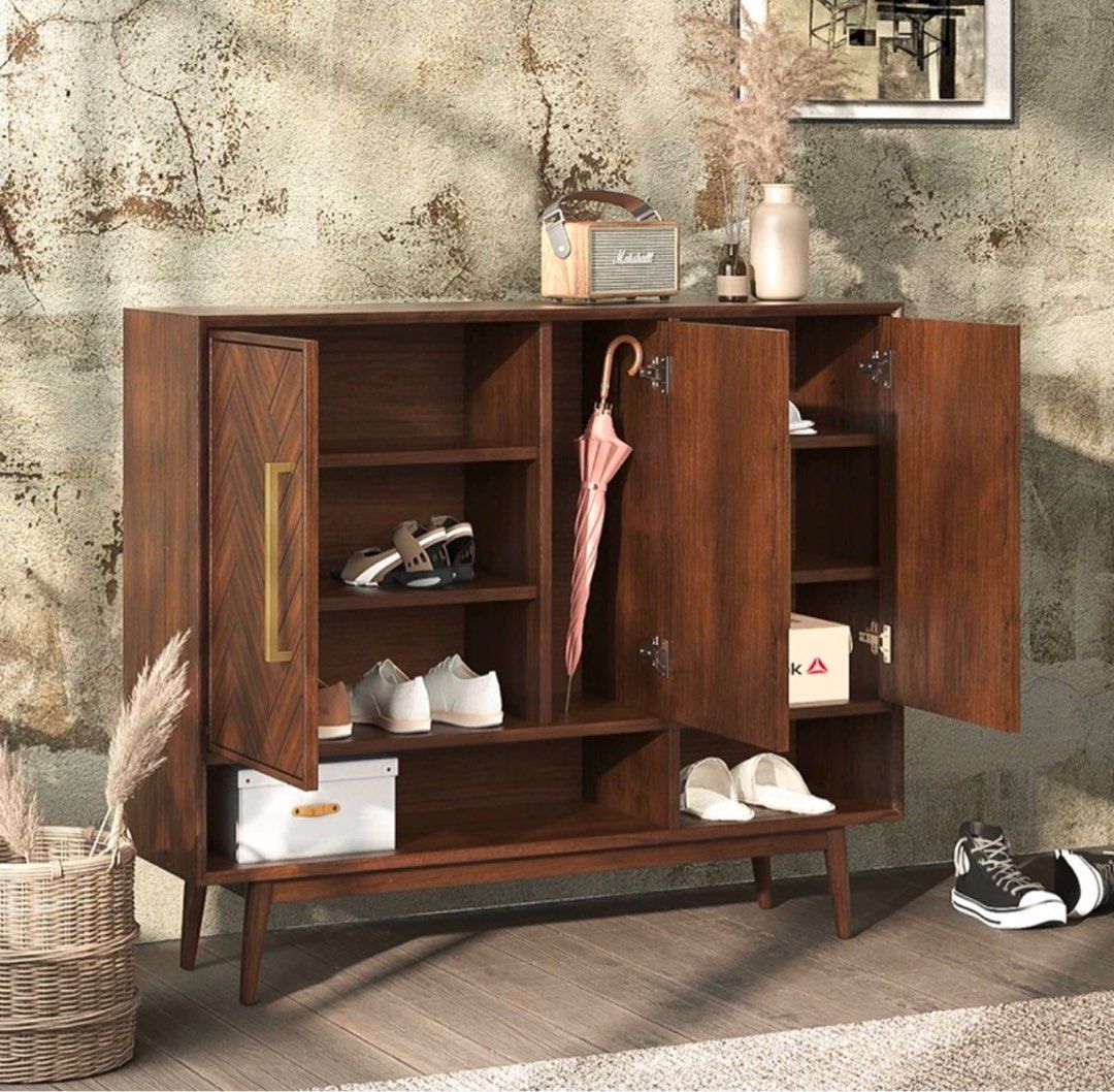 SENNIA Herringbone Solid Wood Shoe Cabinet