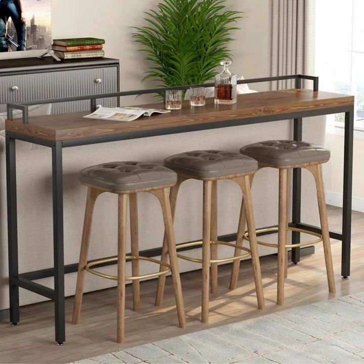 JAXEL Industrial Solid Wood Bar Table