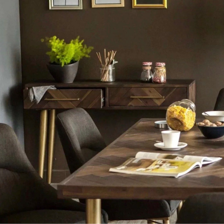 ERI Herringbone Solid Wood Console Table
