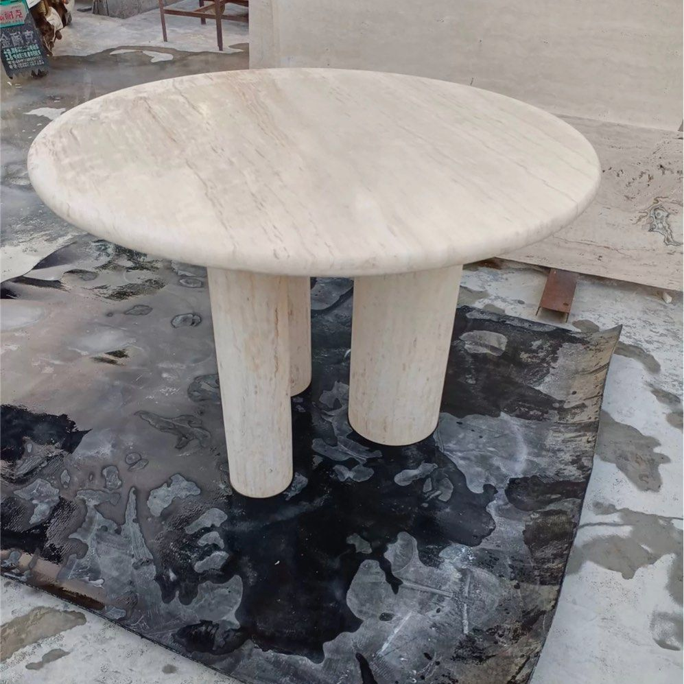 COOPER Modern Travertine Round Dining Table