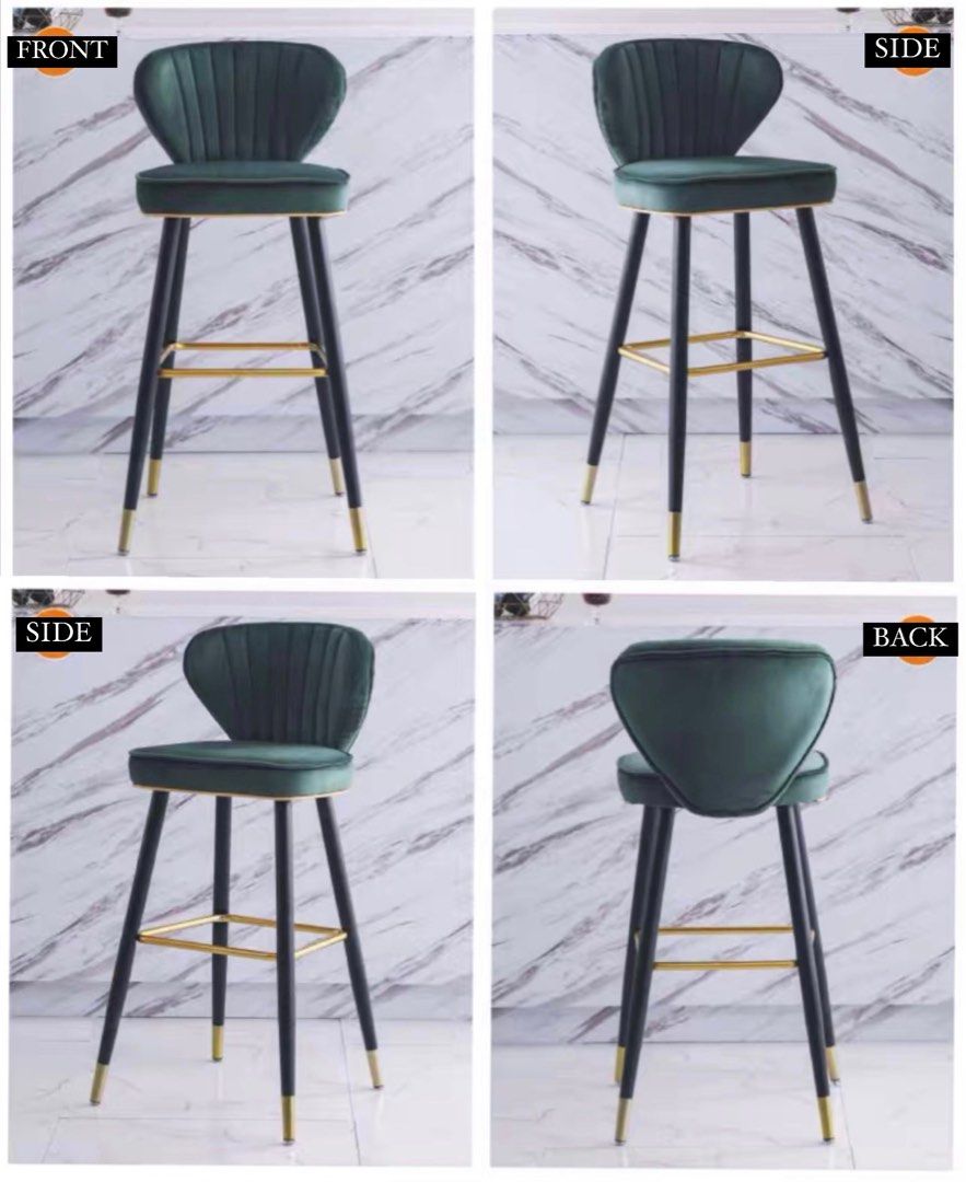 VENDI Modern Velvet Bar Stool