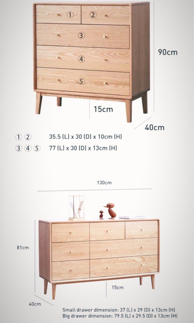 TOMMASO Solid Wood Sideboard Cabinet Drawer Chest