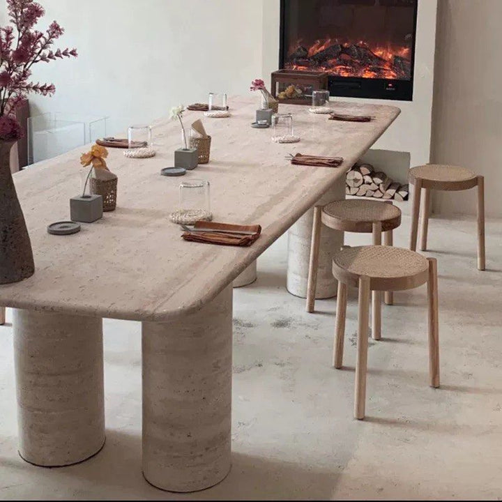 TRIEN Modern Travertine Dining Table