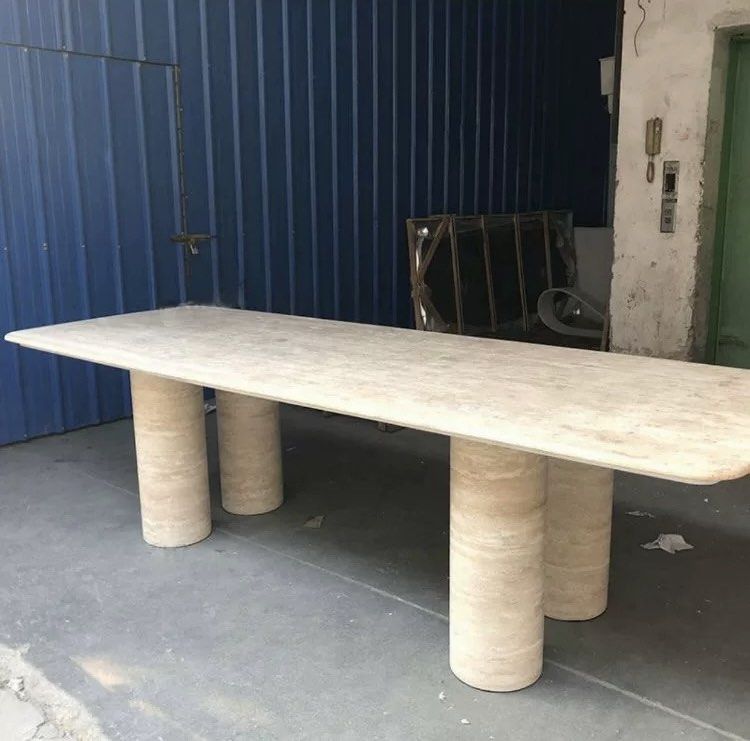 TRIEN Modern Travertine Dining Table