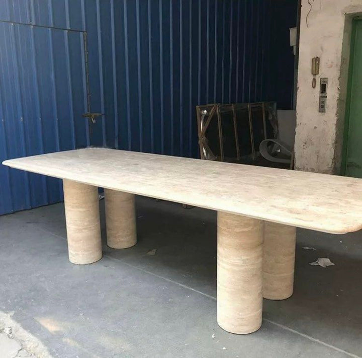 TRIEN Modern Travertine Dining Table