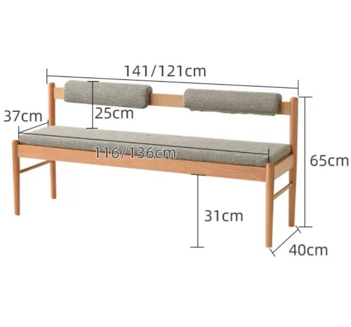 MILENA Scandinavian Solid Wood Bench