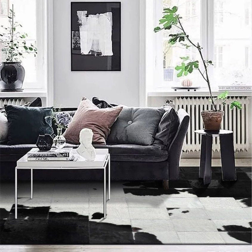 HEMNES Modern Cowhide Leather Rug