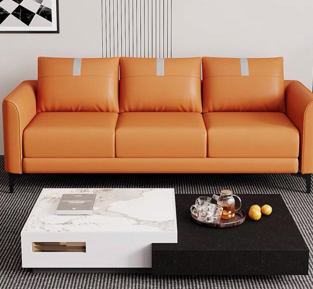 HALSOR Modern Scratch-Proof Leather Sofa