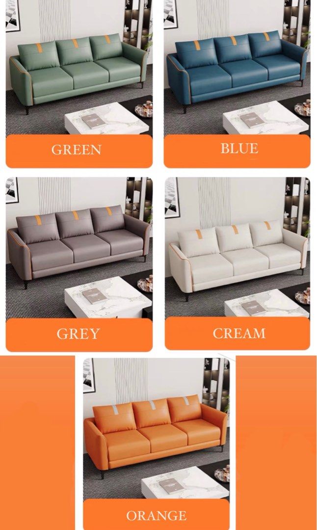 HALSOR Modern Scratch-Proof Leather Sofa