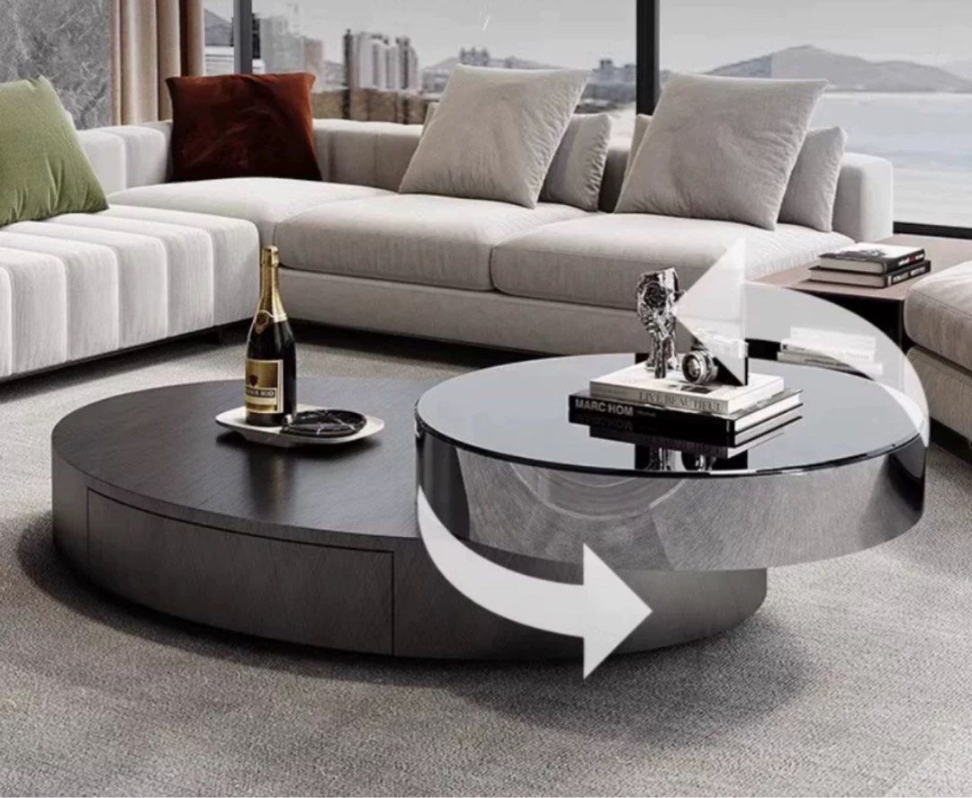 DUKE Modern Oval Rotatable Coffee Table