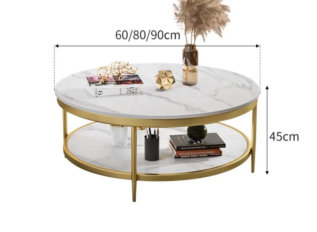 LAVOY Modern Round Marble Coffee Table