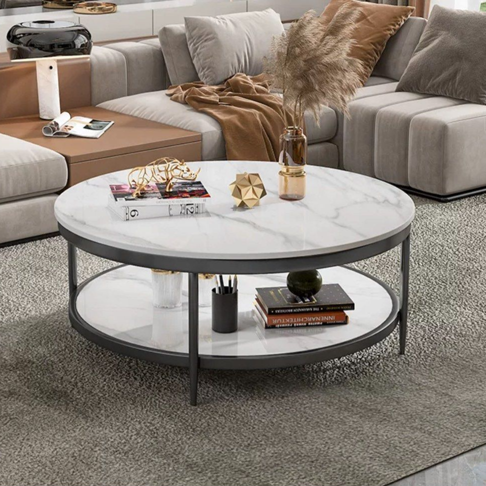 LAVOY Modern Round Marble Coffee Table
