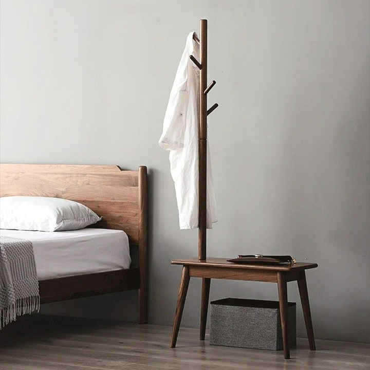 LOFT Solid Wood Coat Rack with Shoe Stool