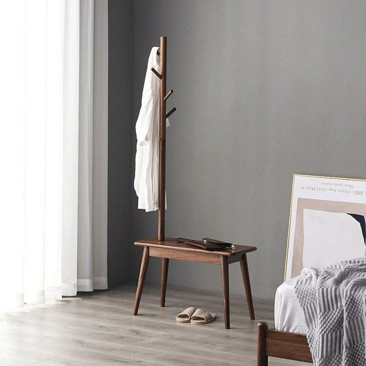 LOFT Solid Wood Coat Rack with Shoe Stool